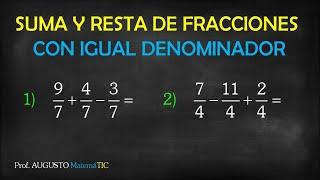 Suma y resta de fracciones de igual denominador - Ejemplo 4