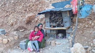 "A Cavewoman Builds a Practical Two-Story House: Both a Dog House and a Firewood Barn!"