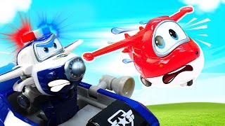 Супер Крылья Super Wings. СуперКрылья Джетт и полицейская машинка. Игрушки из мультиков для детей