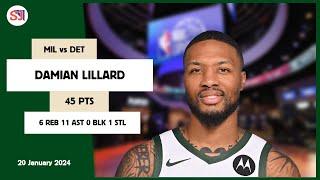 #16 DAMIAN LILLARD - BEST GAME OF THE 23-24 HIGHLIGHTS : 45 PTS 6 REB 11 AST vs DET