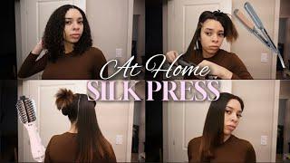 HOW TO: Silk press natural hair at home| *salon results + products used*