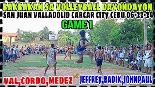 Game1:Bakbakan sa Valladolid Carcar City.Team Val,Cordo,Medez Vs. Team Jeffrey,Badik,Johnpaul.