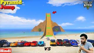 Indian Cars Vs Super Cars BIG Pyramid Jump GTA 5