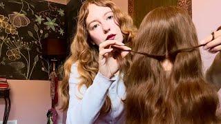 Girl in elementary plays with your hair ASMR (ultimate hair parting & hair playing video)