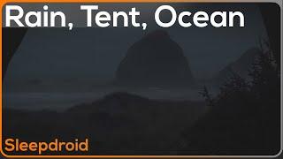 ► Rain in a Tent by the Ocean ~Rainstorm and Ocean Wave Sounds for Sleeping, Night 10 hours (lluvia)