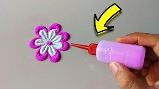 Navratri/Diwali Flower Rangoli Designs using simple tools at home सस्ते में मस्त रंगोली टूल बनाइये