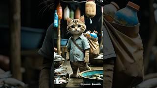 Cat Seller at the Fish Market! #cat #cartoon #vairalshorts #shorts #usa #catseller #fishmarketcat
