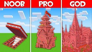 Minecraft Battle: TNT HOUSE BUILD CHALLENGE - NOOB vs PRO vs HACKER vs GOD in Minecraft!