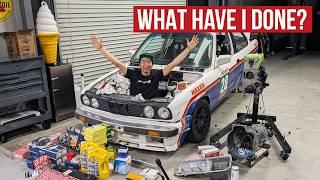 Stripping the E30 Racecar and Pulling the Motor Out