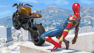 GTA 5 Iron Spiderman Motorcycle Stunts/Fails/Ragdolls Episode 10  (Euphoria Ragdolls)