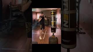 Light bag work ! 1-2 round round kick #athlete #mma #fitness #martialarts #homeworkout #training