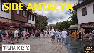 [4K] Side is the most beauty destination of Antalya. Walk tour.  UltraHD (60fps) Turkey