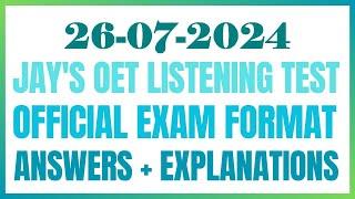 OET LISTENING TEST 26.07.2024 #oet #oetexam #oetnursing #oetlisteningtest