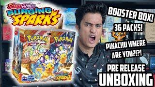 POKEMON SURGING SPARKS BOOSTER BOX UNBOXING! HUNTING FOR PIKACHU!