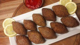 كبة مقلية مقرمشة بدون لحمة مع حمص و طحينة و طعم رائع| Meatless Kibbeh Kofta with Chickpeas & Tahini