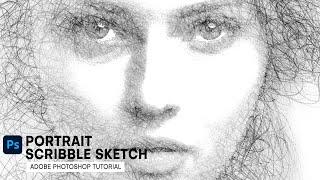 create portrait scribble sketch | adobe photoshop tutorial