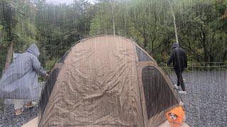 첫 남매캠핑ㅣCAMPINGㅣ우중캠핑ㅣ반려견동반캠핑 ㅣ문경리우캠핑장 17번사이트