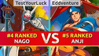 GGST ▰ TestYourLuck (#4 Ranked Nagoriyuki) vs Eddventure (#5 Ranked Anji). High Level Gameplay