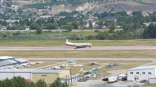 Lockheed Electra Air Tanker 481 backtracking and taking off from Penticton Airport (YYF) 