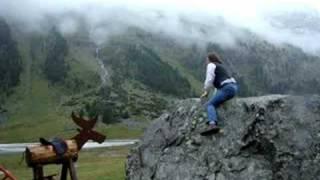 Jan Riding an Engadiner Stone Horse at Roseggletscher