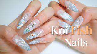 let’s try viral koi fish nail design at home!   (ASMR gel-x nail art using korean nail brands)