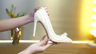 Elegant White Pearl Wedding Shoes