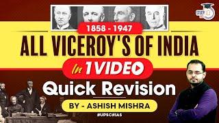 All Viceroy's of India in 1 Video | 1858 - 1947 | Modern India | History | UPSC Prelims 2023