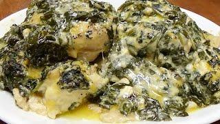 Recipe for Hasselback Chicken Using Cheddar Cheese Soup, Ricotta Cheese, and Spinach