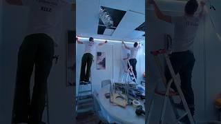 Установка светодиодной ленты в натяжном потолке #офис #ремонт  #новосибирск