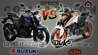 SUZUKI GIXXER 250 vs KTM DUKE 250 SPECS COMPARISON