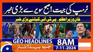 Big News form US  - PTI Latest News - Imran Khan | Geo News 8 AM Headlines (7 Nov 2024)