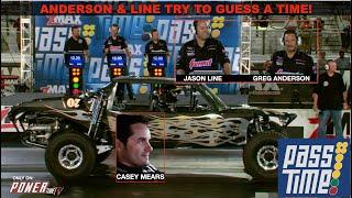 PASS TIME - Drag Racing Gameshow! NHRA's Anderson & Line Try To Guess Casey Mears Time!!