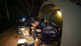 [267] Solo camping in a small tent in sub-zero temperatures.