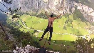 base jumper ties parachute to his back piercings