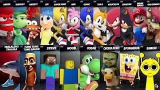 Sonic vs Mario vs Tralalero Tralala vs Sprunki vs Tung Tung Tung Sahur | Super Smash Bros Ultimate