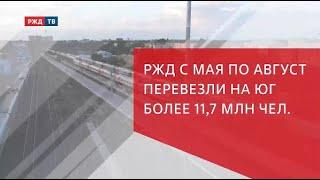 РЖД с мая по август перевезли на Юг более 11,7 млн чел.