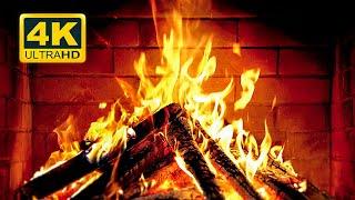  Cozy Fireplace 4K (12 HOURS). Fireplace with Crackling Fire Sounds. Fireplace Burning 4K