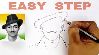 how to draw Shahid Bhagat Singh drawing // Independence day drawing // Freedom fighter drawing