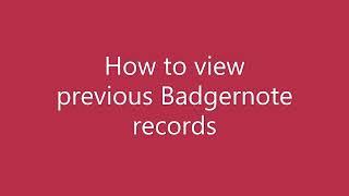 Viewing previous BN records