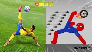 20 Min Real Football vs Stickman | Stickman Dismounting funny moments | Big Stick #28