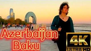 Baku Azerbaijan [ 4K HDR ] full central boulevard walking tour - Bulvar-  #baku #azerbaijan #travel