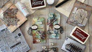 Tag Time - mixed media tags using household items