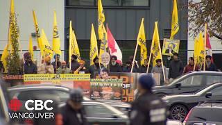 Protesters gather outside Vancouver gurdwara to protest the presence of Indian consulates