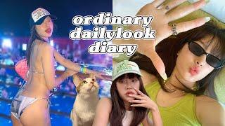 ️ OOTD vlog (pool party ,dying hair, gift unboxing,making grills,with two cats)