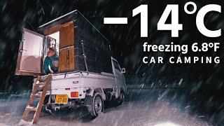 First danger! -14 ℃ snow car camping is all frozen. DIY light truck camper. 143