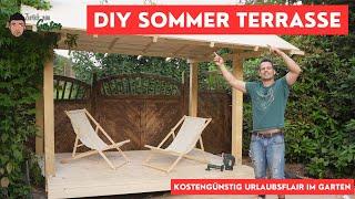 DIY Sommerunterstand mit gratis Urlaubsfeeling im eignen Garten leicht, kostengünstig selber bauen