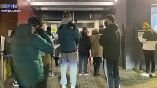 People queue outside 24-hour jab-a-thon centre in London