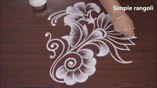 Simple and Cute Freehand Flower Rangoli | Kolam for beginners | Muggulu Without Dots