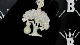 Gold Baguette Money Tree VVS CZ Hip Hop Bling Bling Pendant | Iced Out Jewelry