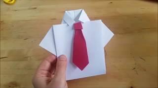 Рубашка и галстук из бумаги менее чем за 2 минуты. Как сделать рубашку-оригами